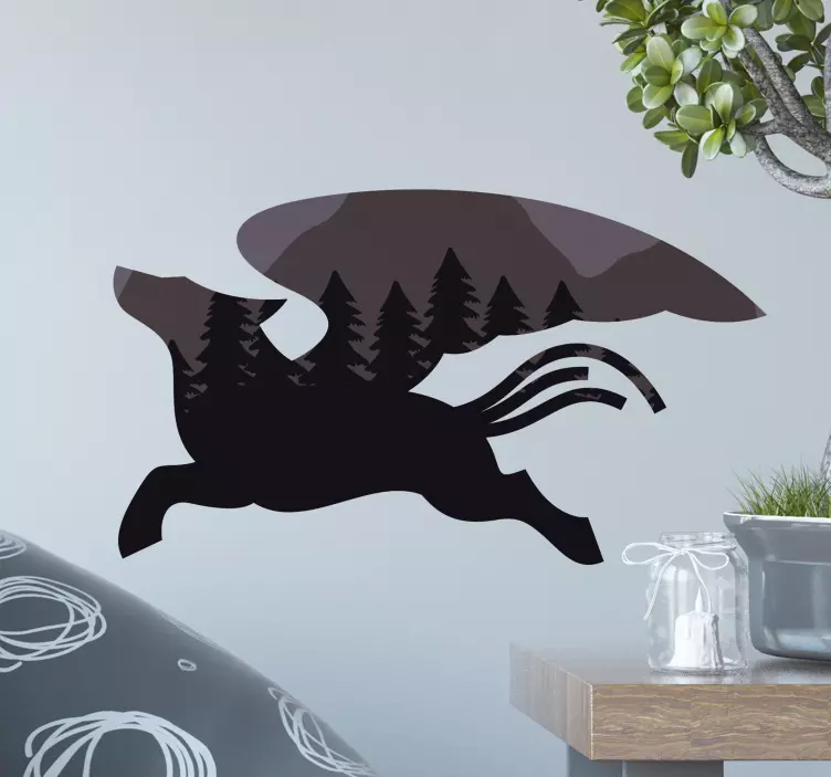 Wall sticker running canine silhouette - TenStickers
