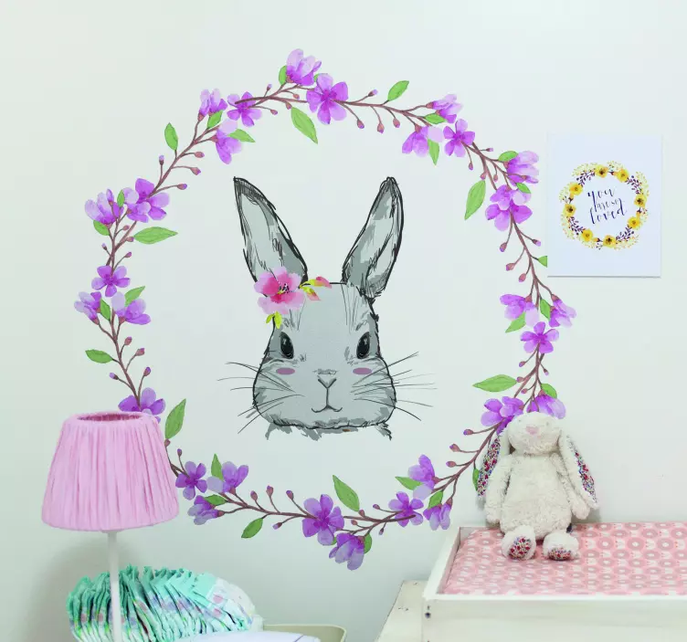 Wall stickers for kid bunny floral design - TenStickers