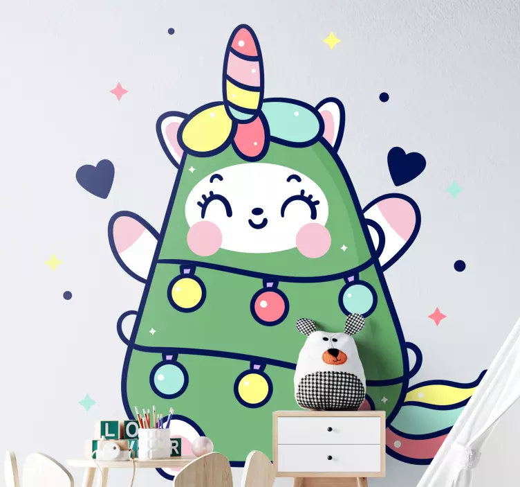Wall stickers for kid cheerful unicorn tree - TenStickers