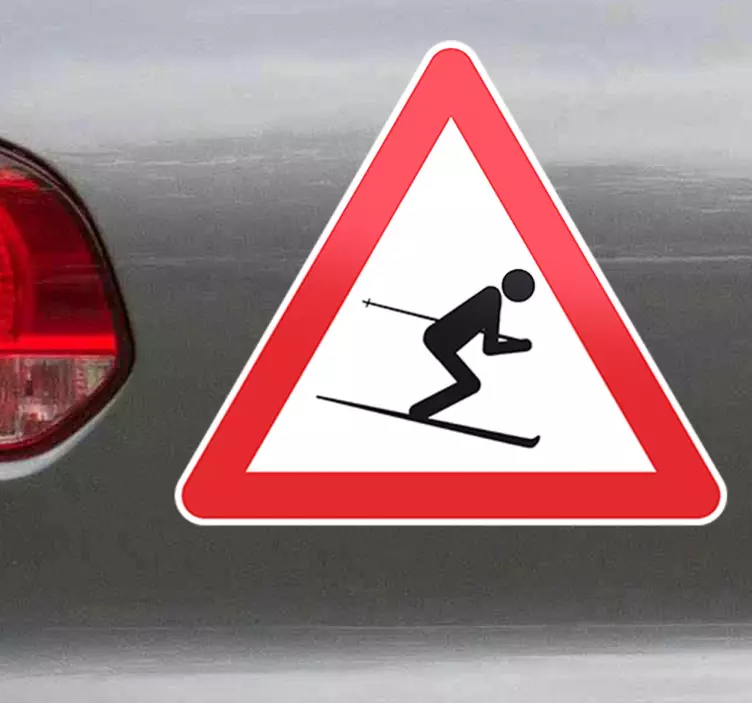 Warning Skier Sticker - TenStickers