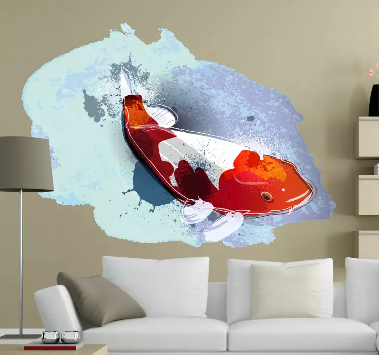 Water Colour Koi Fish Wall Sticker - TenStickers