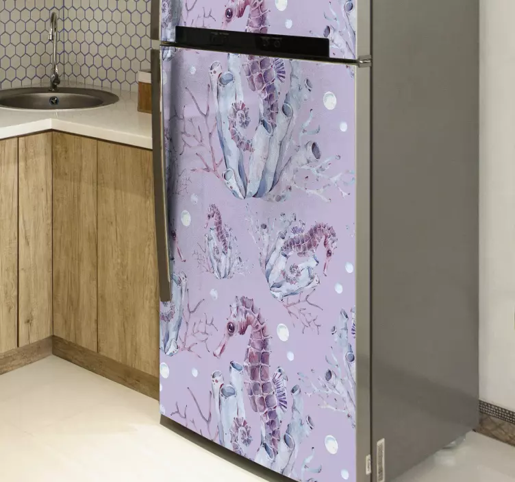 Watercolor seahorse  fridge sticker - TenStickers