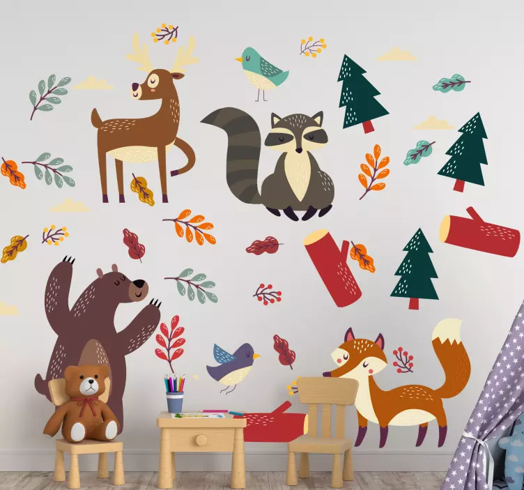 Whimsical Forest Friends farm animal wall sticker - TenStickers