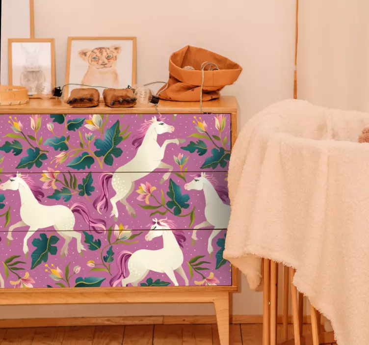 Dreamy unicorn meadow furniture sticker - TenStickers