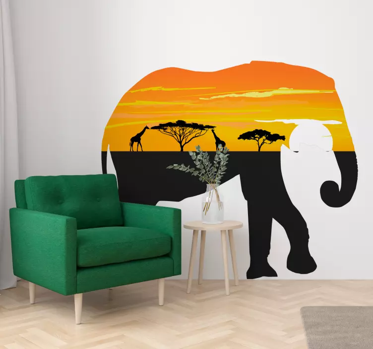Wild animal sticker elephant twilight outline - TenStickers