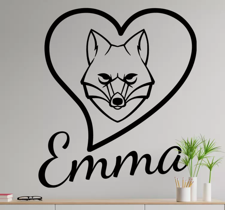 Wolf heart outline wall sticker - TenStickers
