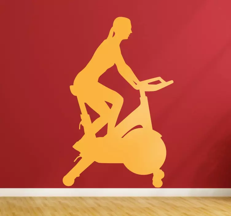 Woman on Fitness Bike Sticker - TenStickers