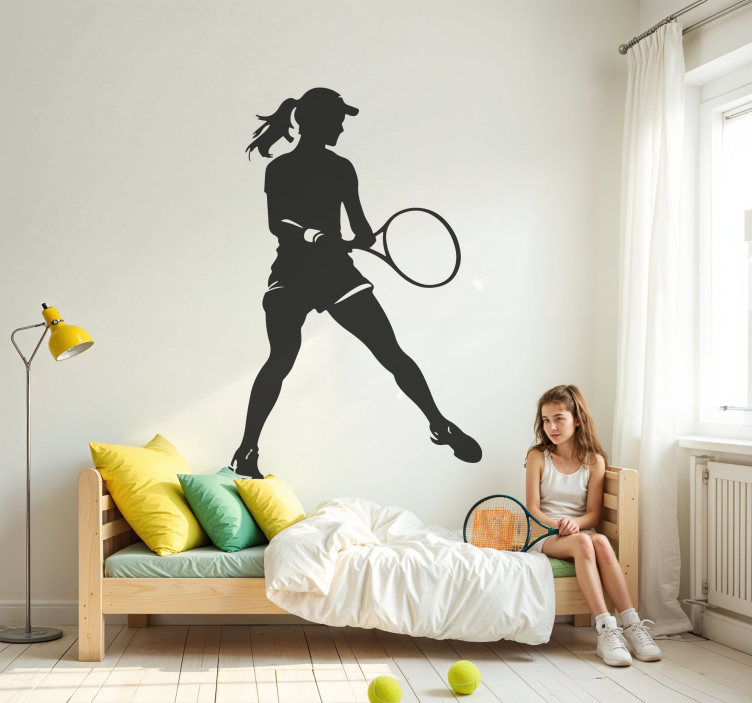 Woman tennis silhouette wall sticker - TenStickers