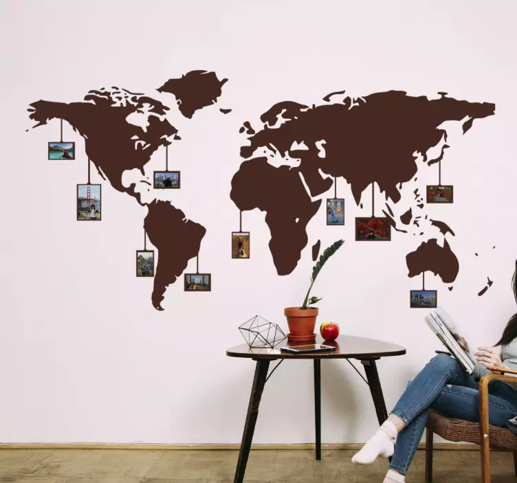 World in photos world map wall sticker - TenStickers