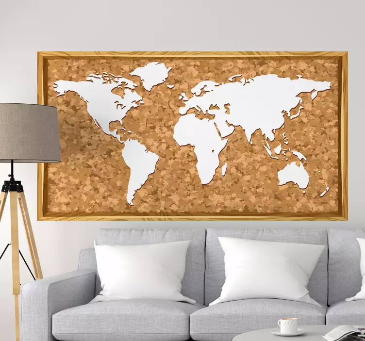 World Map Cork Location sticker - TenStickers