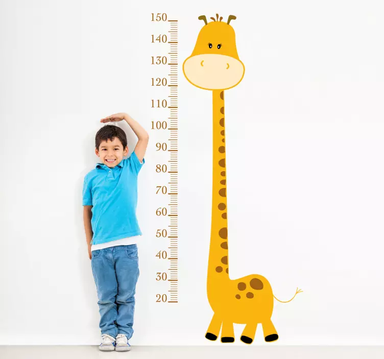 Yellow Giraffe Height Chart Kids Sticker - TenStickers