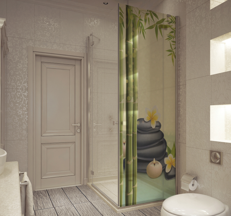 Zen black stones shower screen sticker - TenStickers