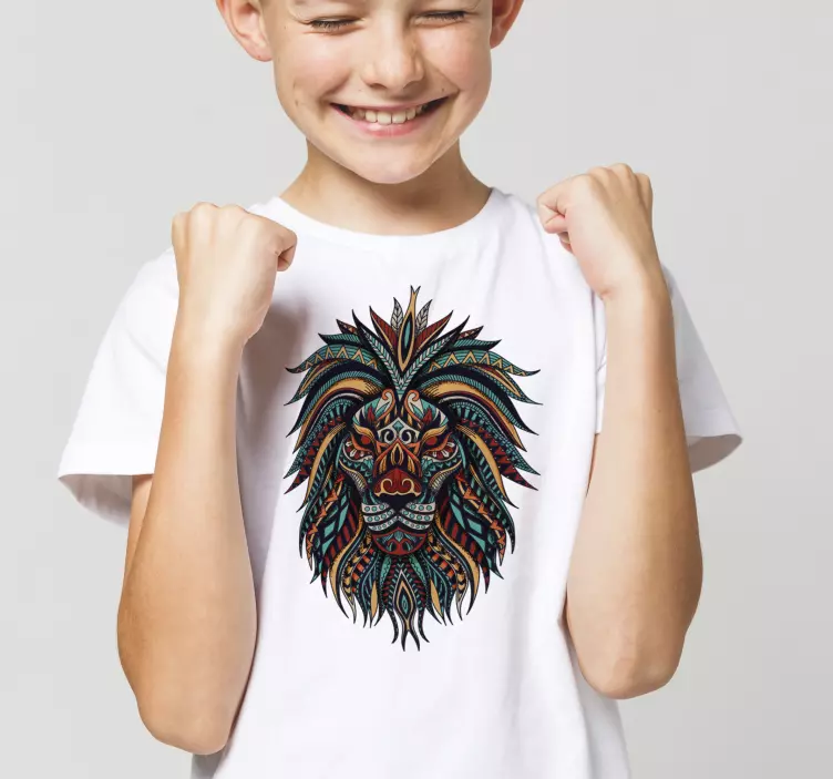 Colorful lion head tee t-shirt - TenStickers