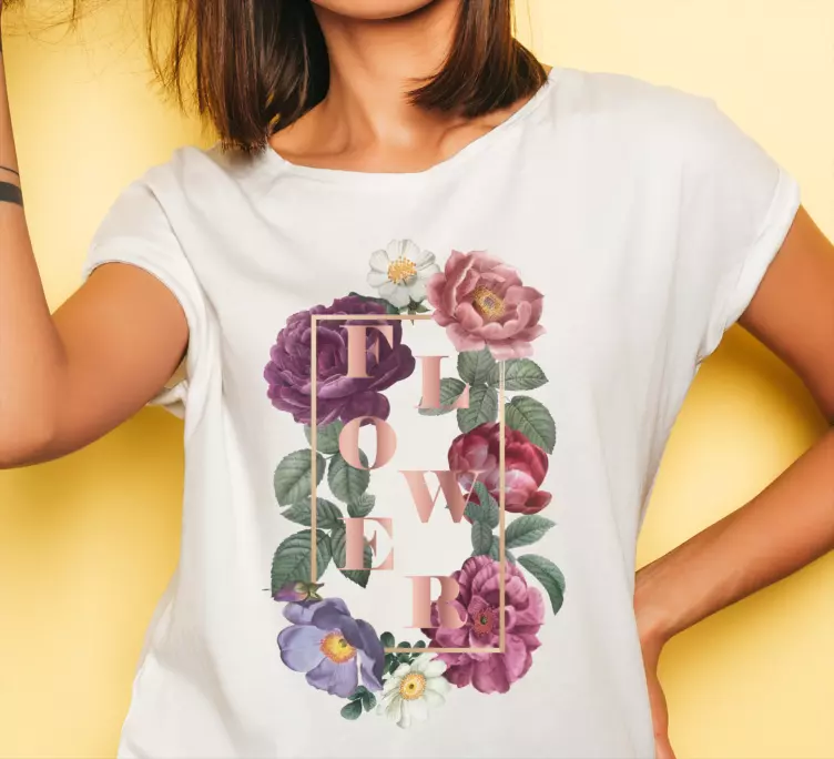 Floral custom typography t-shirt - TenStickers