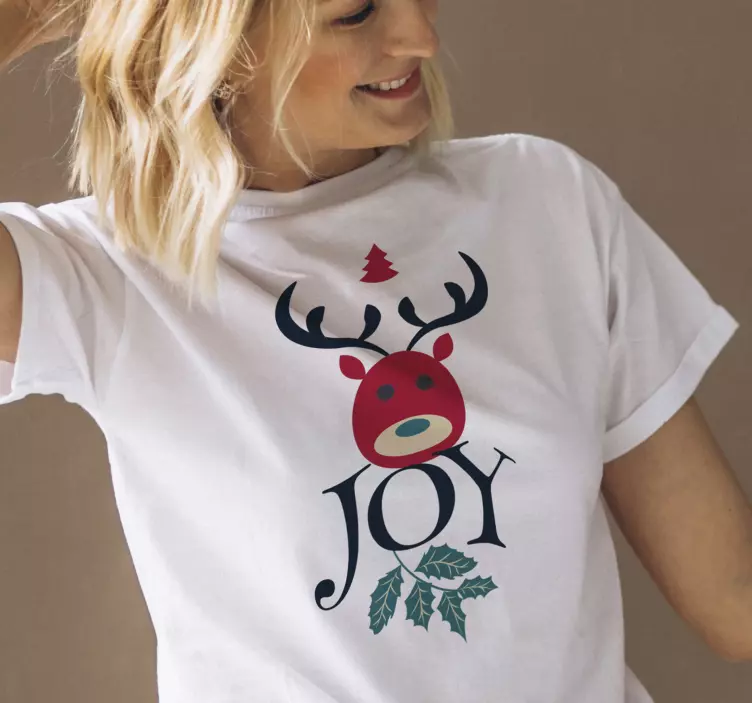 Joy and Reindeer Christmas shirt - TenStickers