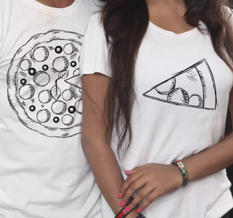 Pizza missing a slice Couple t shirts - TenStickers