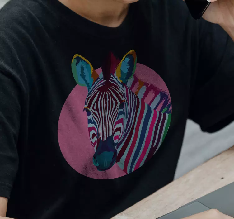 Colourful Pop Art Zebra T-Shirt - TenStickers