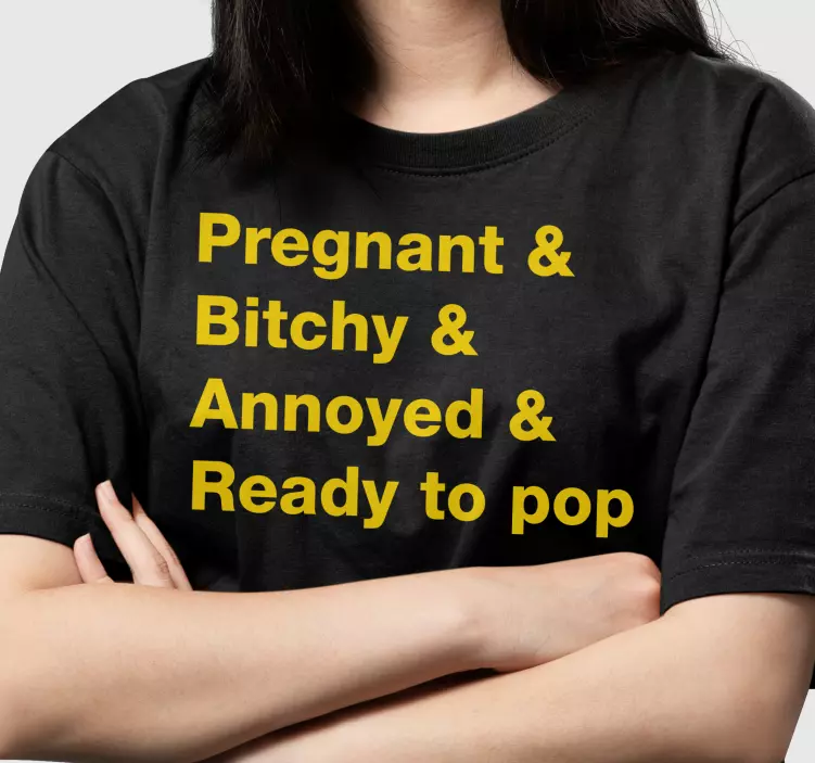 Pregnant funny text t-shirt - TenStickers