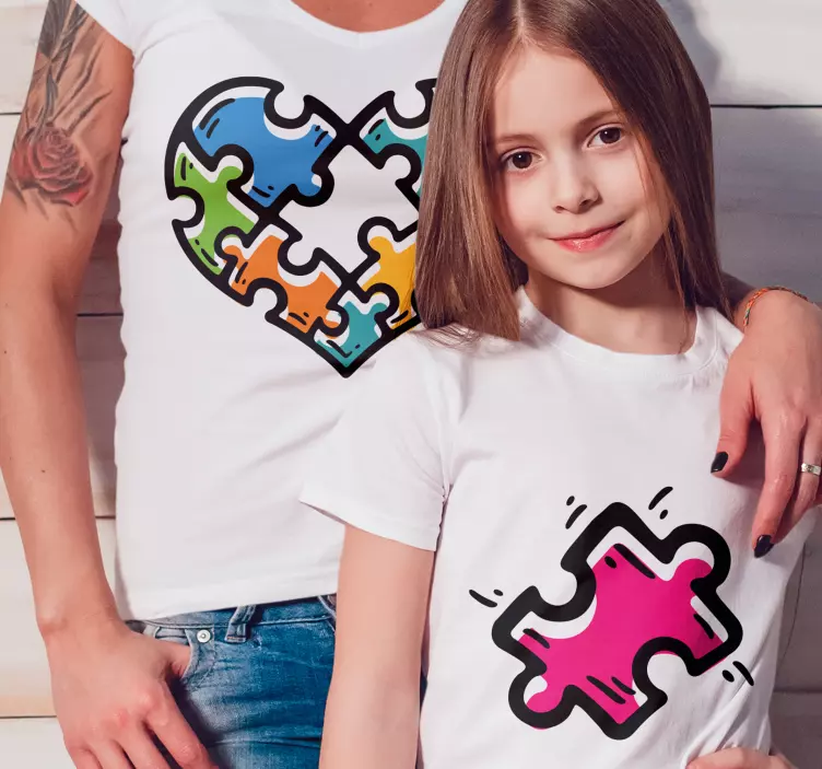 Puzzle heart Mother daughter shirt - TenStickers