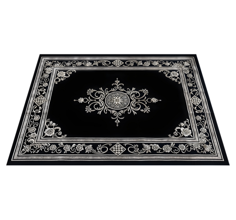 Black vinyl rug with classic oriental design - TenStickers