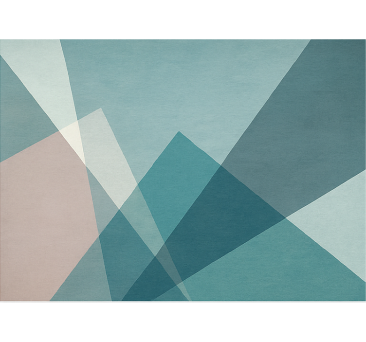 Geometric abstract design blue vinyl rug - TenStickers