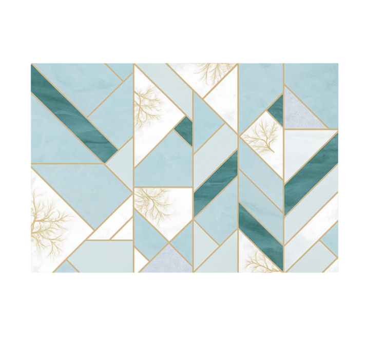 Aqua geometric pattern marble vinyl rug - TenStickers