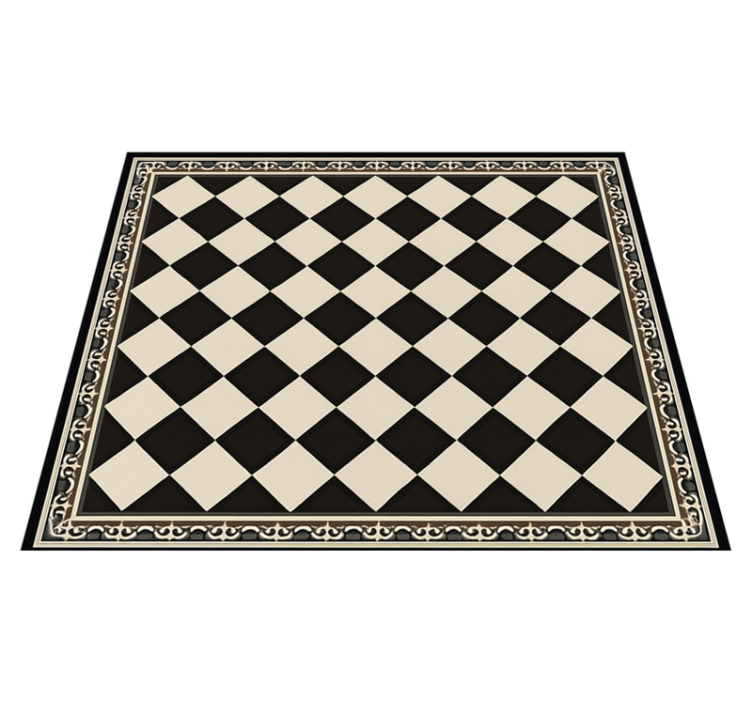 Living room vinyl rug black checkerboard pattern - TenStickers