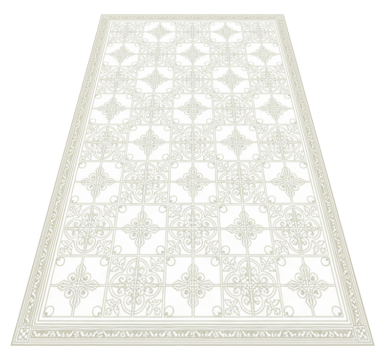 Living room vinyl rug beige ornate mat - TenStickers
