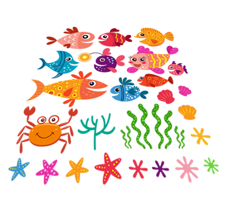 Animal vinyl rug for kids featuring fishes - TenStickers