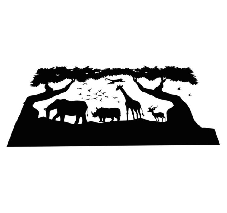 Animal vinyl rug black and white savannah print - TenStickers