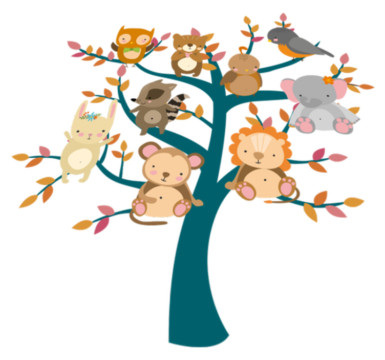 Animal vinyl rug tree with babies - TenStickers