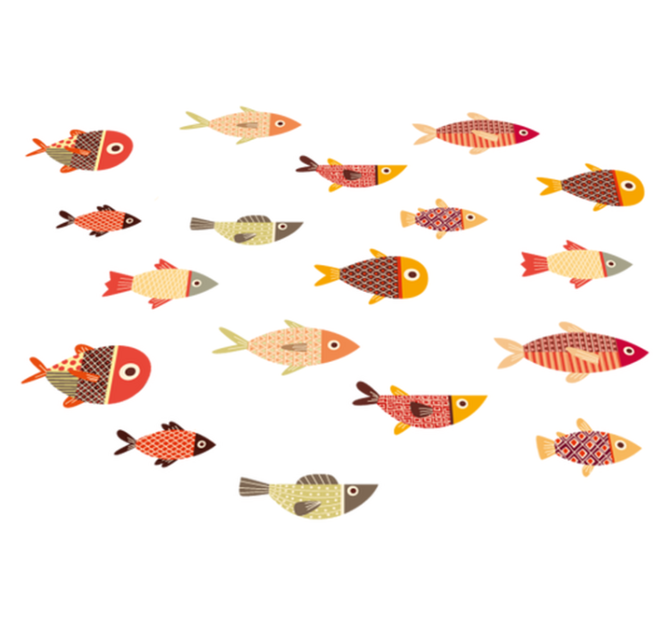 Round colorful fish animal vinyl rug - TenStickers