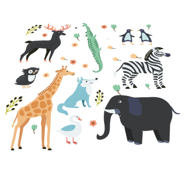 Animal vinyl rug featuring joyful park animals - TenStickers
