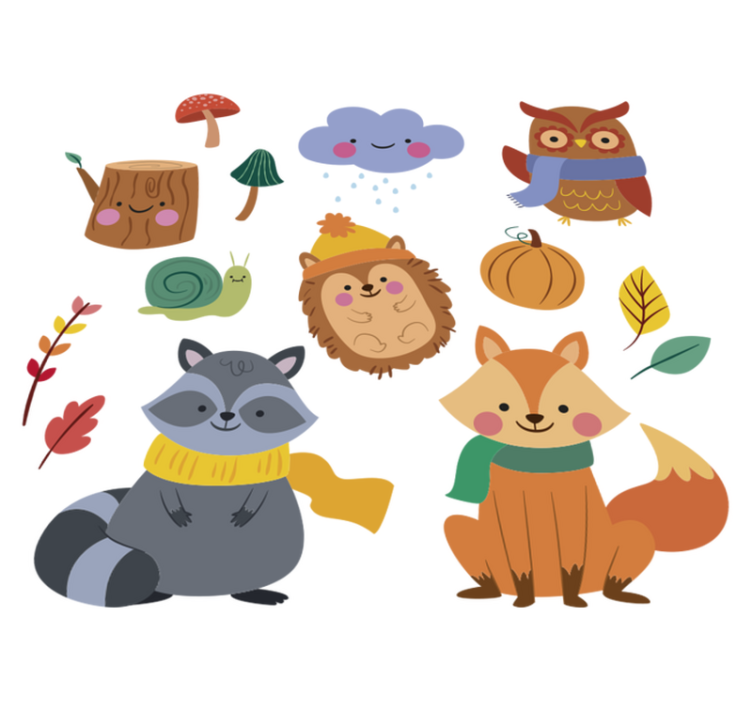 Autumn flowers and animals animal vinyl rug - TenStickers