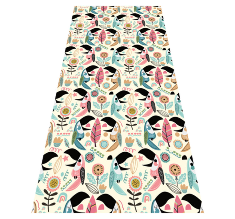 Animal vinyl rug in blue nordic pastel leaves - TenStickers