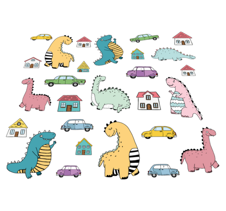 Animal vinyl rug featuring nordic dinosaurs set - TenStickers