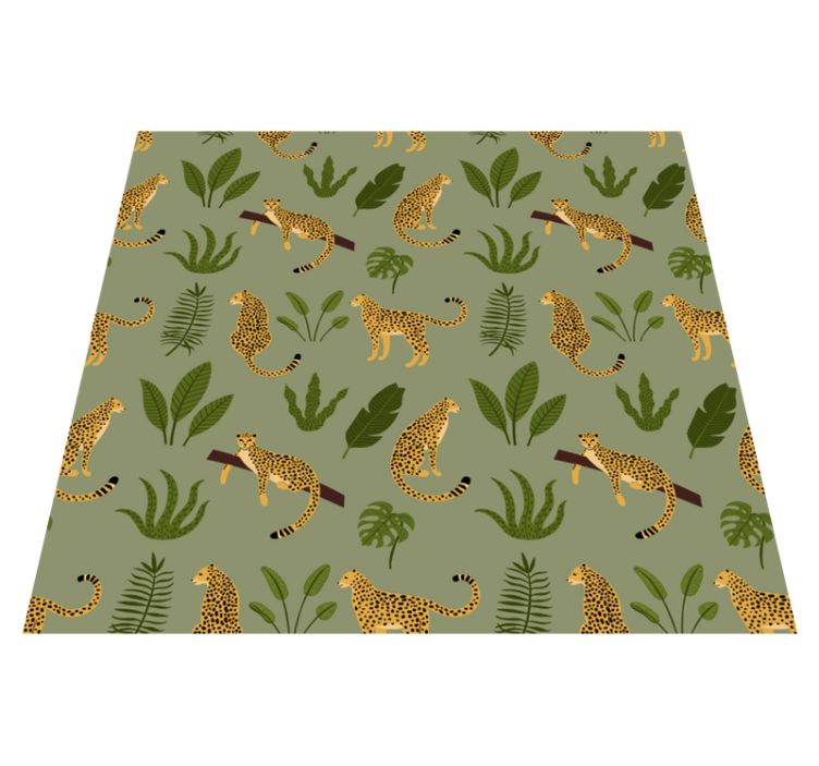 Animal vinyl rug floral jungle leopard design - TenStickers