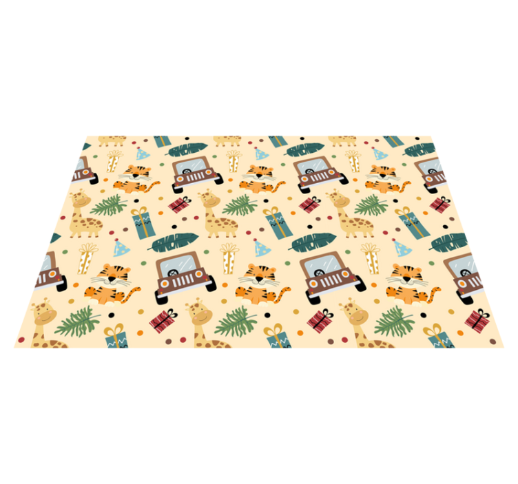 Animal vinyl rug safari animals with car - TenStickers