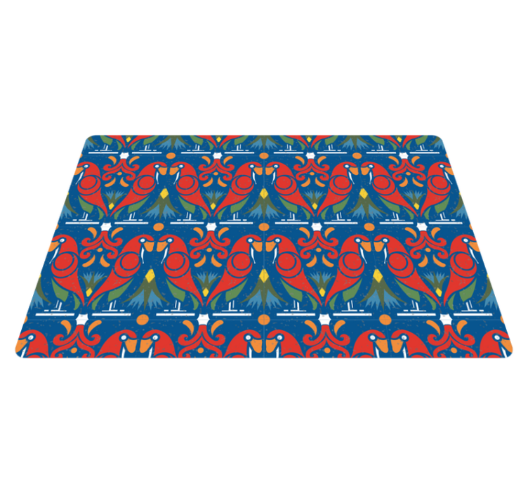 Animal vinyl rug with floral design on blue background - TenStickers