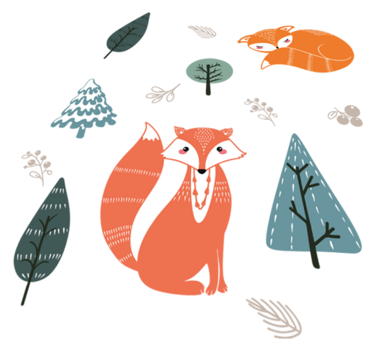 Animal vinyl rug whimsical fox designs - TenStickers