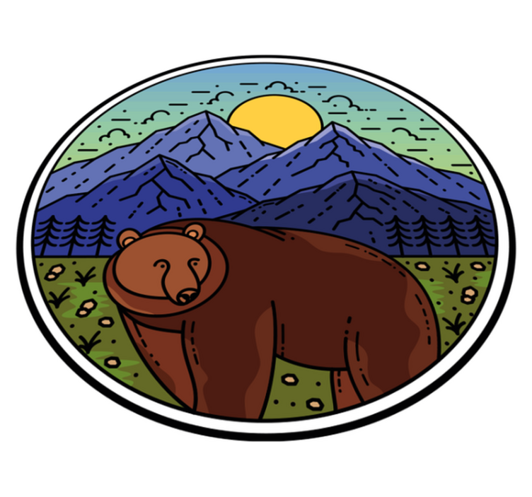 Animal vinyl rug bear in the landscape - TenStickers
