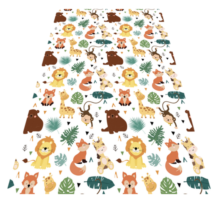 Animal vinyl rug featuring adorable wildlife and foliage - TenStickers