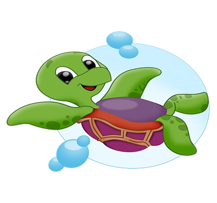Animal vinyl rug baby turtle playing - TenStickers