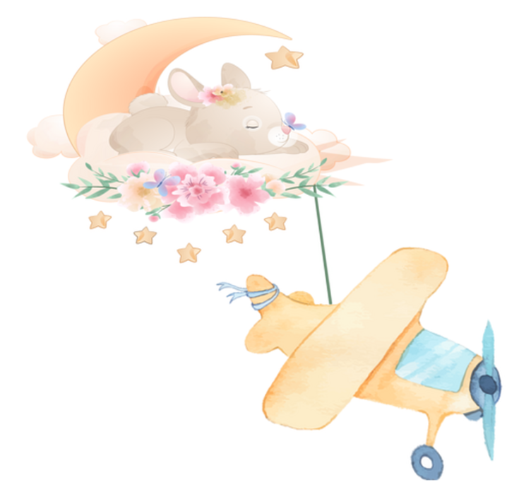 Animal vinyl rug of a bunny sleeping on the moon - TenStickers