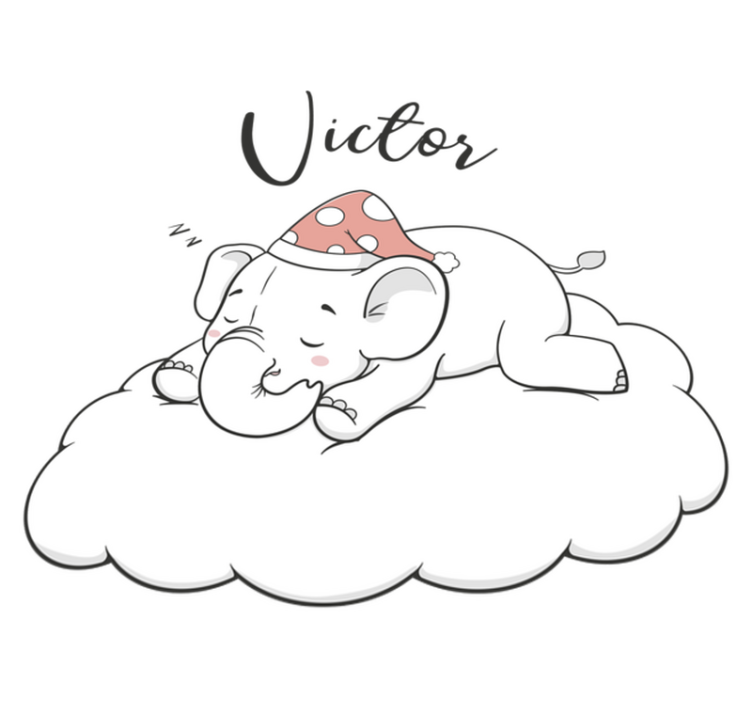 Animal vinyl rug elephant in the clouds with name - TenStickers