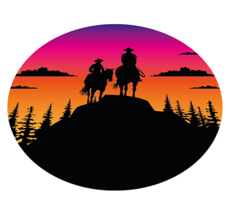 Animal vinyl rug with wild west mountains and horses - TenStickers