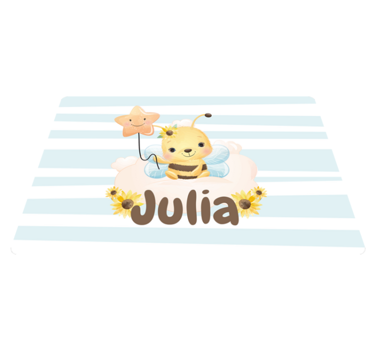 Animal vinyl rug cute bee design with name - TenStickers