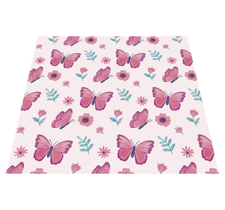 Animal vinyl rug butterfly flower design - TenStickers