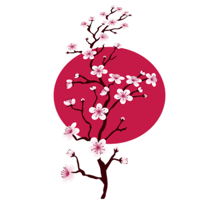 Floral vinyl rug branches of japanese cherry tree - TenStickers