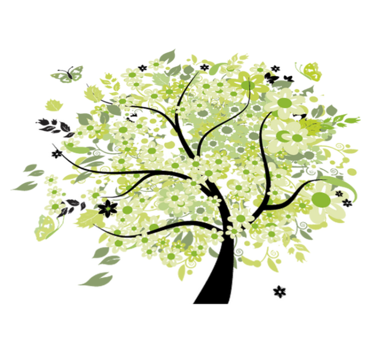 Floral vinyl rug green spring tree - TenStickers